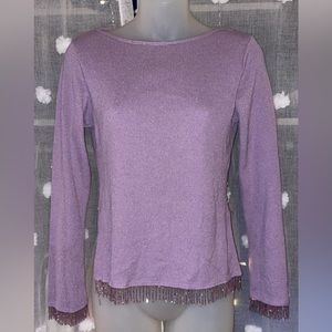 Vintage Rare Mandorlamara Lilac Purple Long Sleeve w/ Purple fringe beading